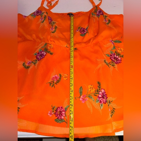 Torrid Orange Floral Elastic Back Top - Picture 5 of 7